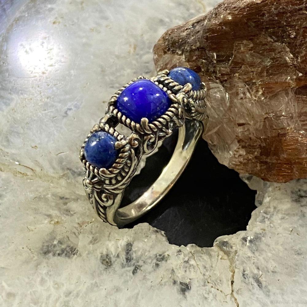 Carolyn Pollack Sterling Lapis Lazuli & Denim Lapis Decorated Ring For Women - Picture 3 of 10